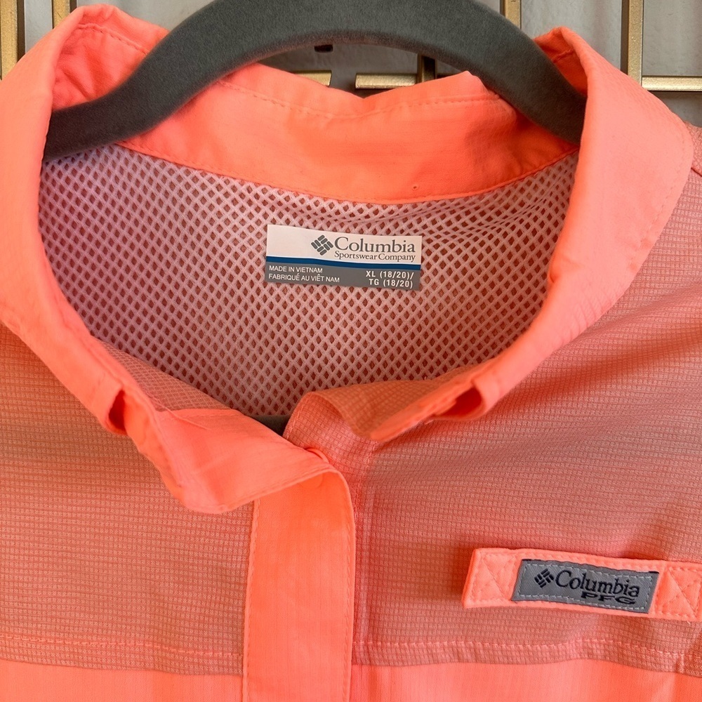 Columbia youth Sleeveless Button Down Shirt - Bright Coral - Picture 2 of 5
